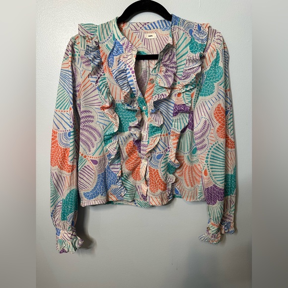 Warm Multicolor Ruffle Blouse - Picture 1 of 8